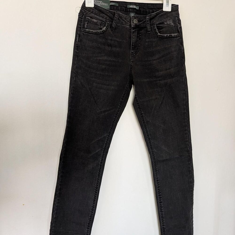 Wild fable grey distressed high stretch skinny faded wash mid rise denim size XS
